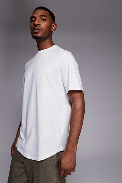 Футболка прямого кроя с закругленным низом артикул 155537189