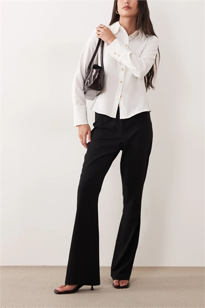 Брюки средней посадки с зауженным кроем и расклешенными штанинами артикул 155726546