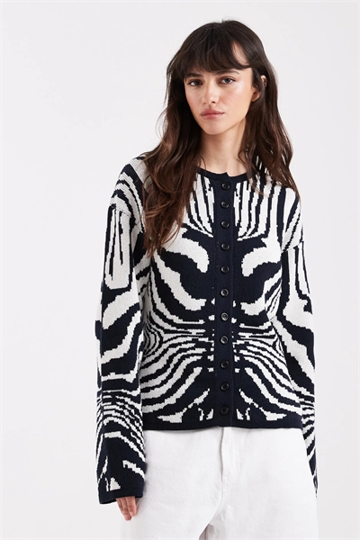 Вязаный кардиган с жаккардовым узором «зебра» артикул 156235462