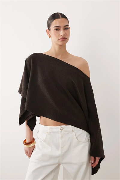 Пончо из трикотажного хлопка с букле-текстурой артикул 156239408