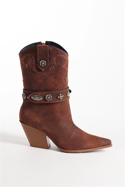 Ботильоны западного стиля до середины лодыжки с украшенным ремешком артикул 151637318