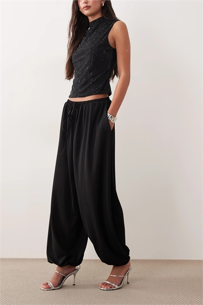 Брюки-балоны из чистого трикотажного твила с завязкой на талии артикул 153787953