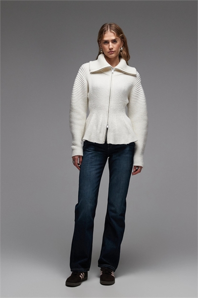 Кардиган с двойной застежкой-молнией и зауженным низом с баской артикул 153807319