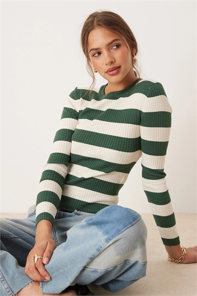 Свитер с круглым вырезом и полосками артикул 143701895