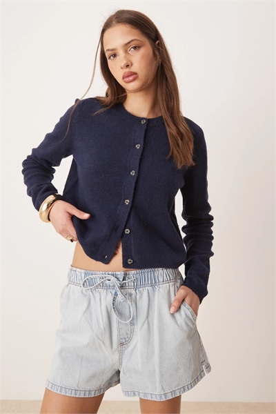 Кардиган с круглым вырезом из шерсти артикул 140859898