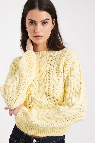 Свитер с круглым вырезом и косичками артикул 150326618