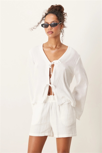 Рубашка из марли с завязками спереди co-ord артикул 140199312