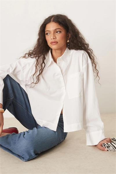 Женская укороченная рубашка прямого кроя артикул 138386217