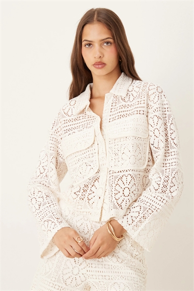 Укороченная рубашка в стиле «утилита» с цветочным узором, связанная крючком co-ord артикул 142660142