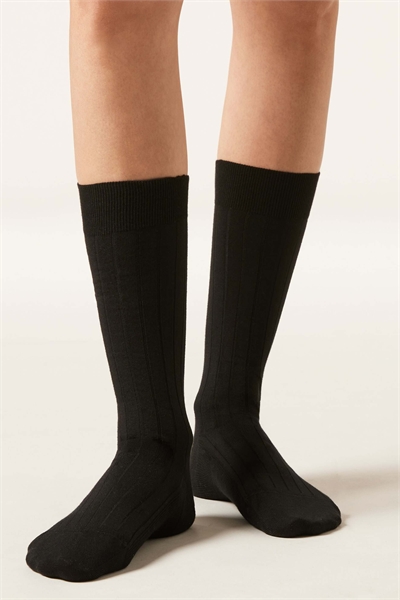 Гольфы с ребристой отделкой до середины икры артикул 153164516