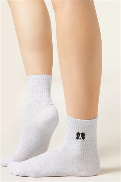 Носки с вышитыми собачками артикул 155976978