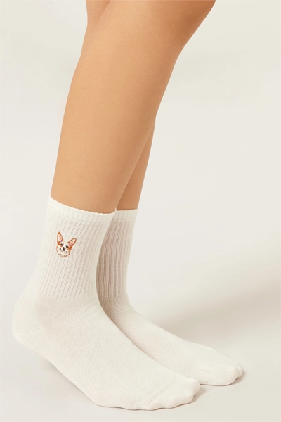 Носки с вышитыми собачками артикул 155976951