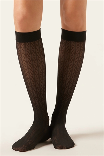 Гольфы с ромбовидным узором артикул 154058087