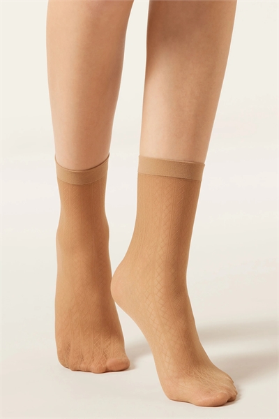 Носки с вертикальным ромбовидным узором артикул 155278645