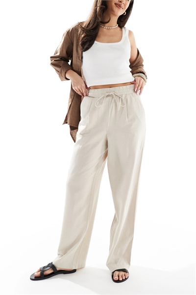 Брюки с завязкой на талии из смешанного льна артикул 141726508