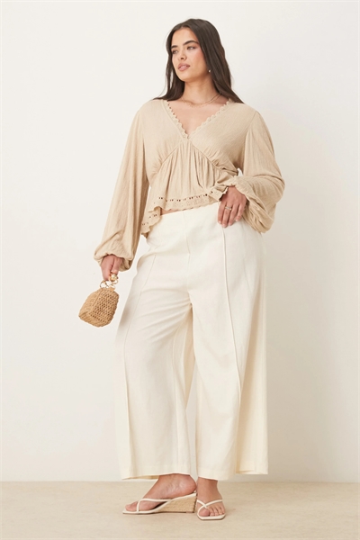 ASOS DESIGN: брюки-кюлоты с зауженным кроем из льна артикул 143296216