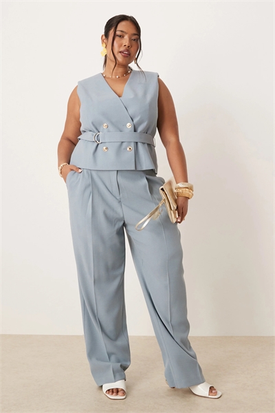 ASOS DESIGN: брюки с зауженным кроем из ткани под лен, с золотыми пуговицами co-ord артикул 143706352