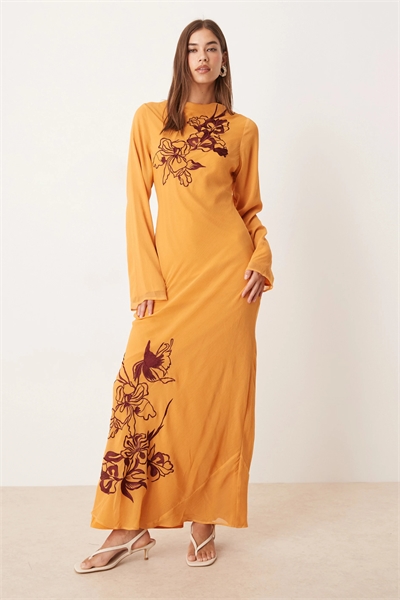 Макси-платье с текстурной вышивкой артикул 142803390