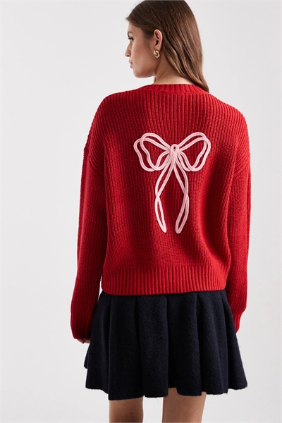 Кардиган с вышитым бантом артикул 151860297