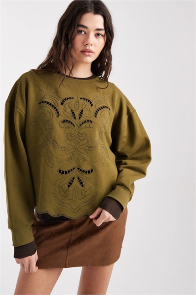 Толстовка с вышитыми боковыми вставками артикул 150506934