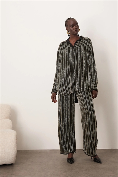 Брюки с линейной вышивкой бисером co-ord артикул 149049629