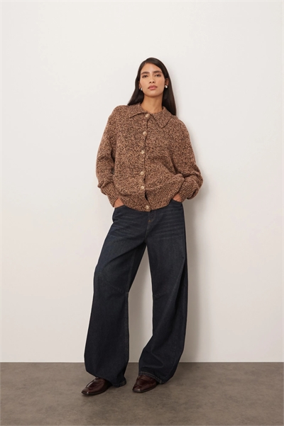 Кардиган свободного кроя из мериносовой шерсти с марлевым трикотажем артикул 147859287