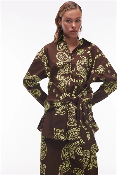 Рубашка из поплина с запахом и завязками на талии артикул 149780705