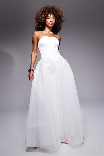 Платье-макси с корсетной шейкой артикул 140475220