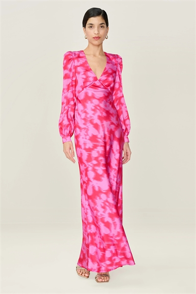 Платье Francoise: атласное платье средней длины с длинными рукавами и цветочным принтом, с открытой спиной артикул 155951083