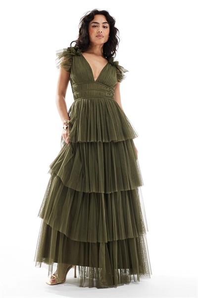 Макси-платье из тюля с воланами для подружки невесты артикул 146850761