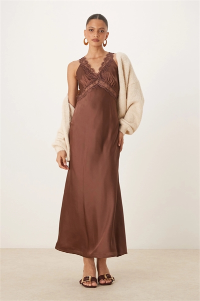 Макси-платье Aurelia из атласа с кружевной отделкой артикул 143065320