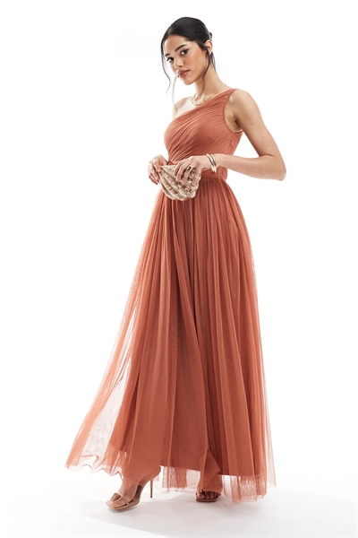 Макси-платье с одним плечом для подружки невесты артикул 143754085