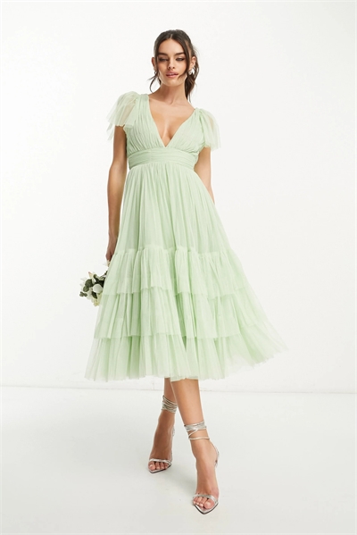 Платье из тюля с V-образным вырезом для подружки невесты Мэдисон артикул 124373350