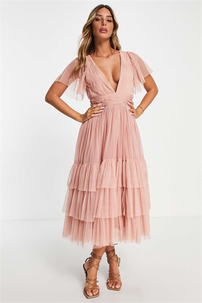 Платье из тюля с V-образным вырезом для подружки невесты Мэдисон артикул 117673690