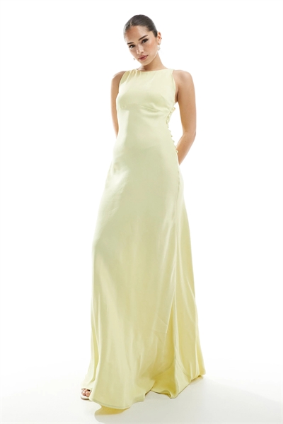 Макси-платье для подружки невесты с высоким воротником и завязками на спине артикул 142972739