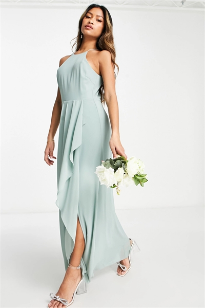 Макси-платье для подружки невесты с завязками на шее и вырезом на спине артикул 123348167