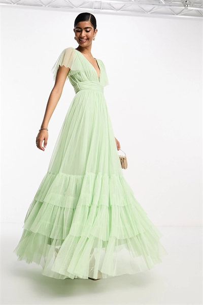 Макси-платье из тюля с V-образным вырезом для подружки невесты от Madison артикул 129738712