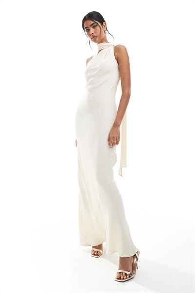 Макси-платье с одним плечом и шарфом для подружки невесты артикул 149662209