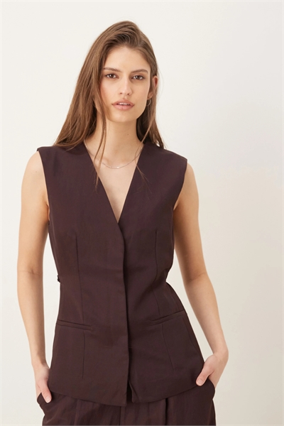 Вишневый жилет без рукавов с V-образным вырезом и завязками co-ord артикул 154763426