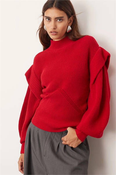 Свитер из технического трикотажа с объемной фактурой и акцентами на плечах артикул 147820702