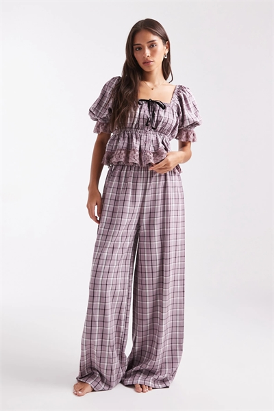 Комплект пижамы из хлопка с широкими брючинами артикул 148517942