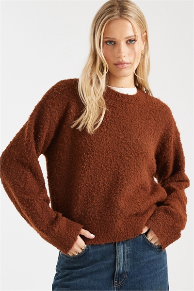 Свитер с буклированной вязкой и отвисными ушами артикул 154607963