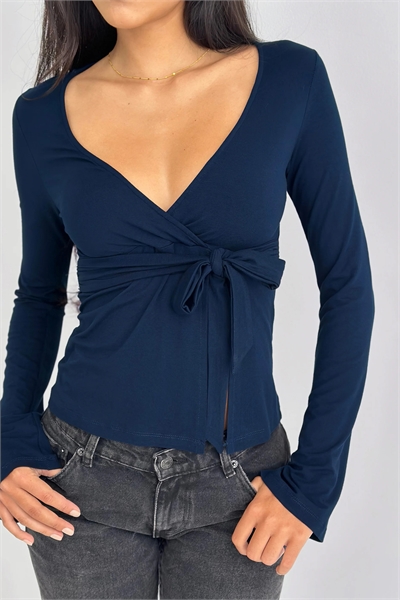 Топ с длинными рукавами и запахом «Ламае» артикул 154051891