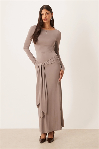 Макси-платье Zeya с длинными рукавами и завязками артикул 150703703