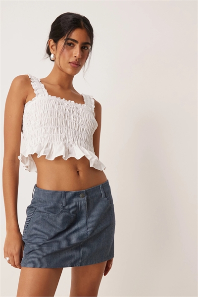 Мини-юбка А-силуэта в полоску артикул 146143363