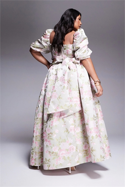 Макси-юбка из жаккарда с асимметричным кроем и бантиком сзади артикул 140438014