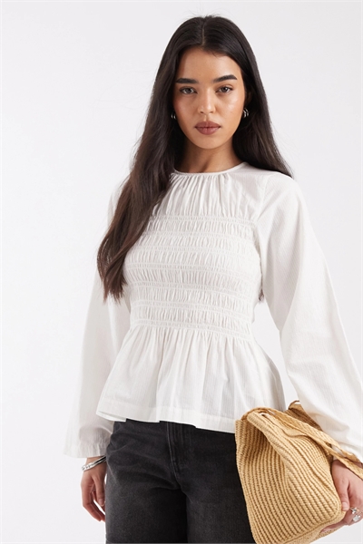 Топ с длинными рукавами и сборками артикул 154841110