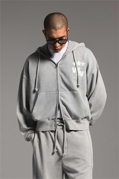 Свитшот свободного кроя с принтом и застежкой-молнией артикул 156486412