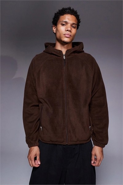 Свободная толстовка из флиса с капюшоном и воротником-воронкой на молнии артикул 146898782