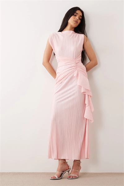 Макси-платье с боковыми складками и оборками артикул 156333594